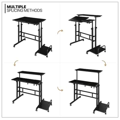 Rolling Adjustable Laptop Desk – Mobile Sit-Stand Workstation with CPU Stand image 7