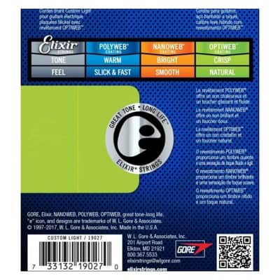 Elixir Electric Guitar Strings Elixir 9-46 Optiweb Coated Custom Light + 2 Strap Locks 2025 - Standard image 2