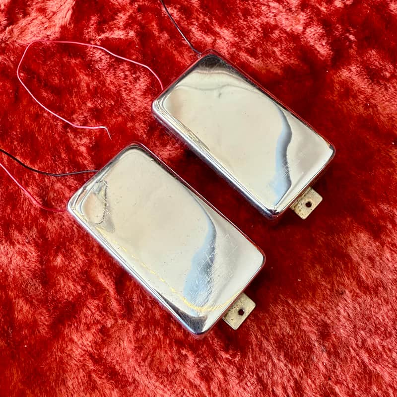 PAIR -Gibson L6-S Super humbucker pickups 1975 - Chrome bill lawrence tarback image 1