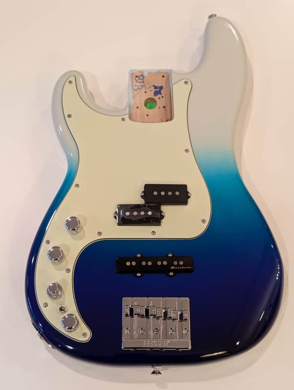 Left Handed 2022 Fender Player Plus Precision PJ bass Bel Air Blue fully loaded body image 1