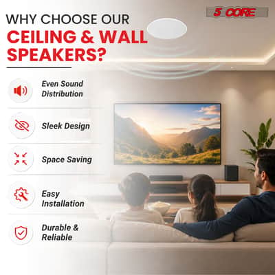 5 Core 6.5 Inch In-Ceiling In-Wall Speaker 360W 2-Way Pair Flush Mount House Home Theater Speakers image 18
