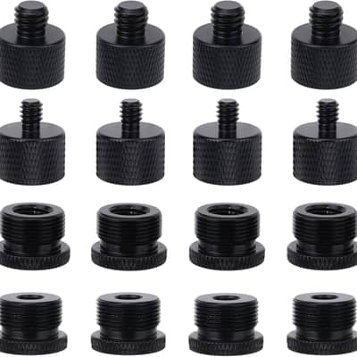 16pcs Mic Stand Adapter Parts Set, 5/8 to 3/8 & 5/8 to 1/4 Aluminum Microphone Holder Thread Screw Adapters Accessories Replacement for Mic Audio Stand Boom Arm Camera & Tripod image 1