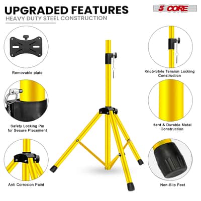 5 Core Speaker Stand Pair Height Adjustable 36" Heavy Duty PA DJ Tripod Studio Monitor Stands image 7