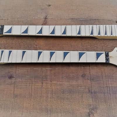 24 SHARK FIN BANANA NECK MAPLE GUITAR NECK WITH FLOYD ROSE NUT INSTALLED DIY NECK image 4
