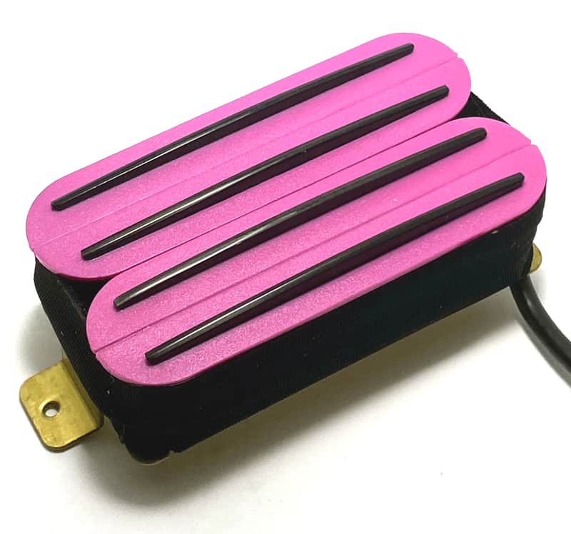DFG Quad Rails Humbucker, Hot Four Blade Passive 23K Pickup for Bridge or Neck Use ~ Pink with Black Rails image 1