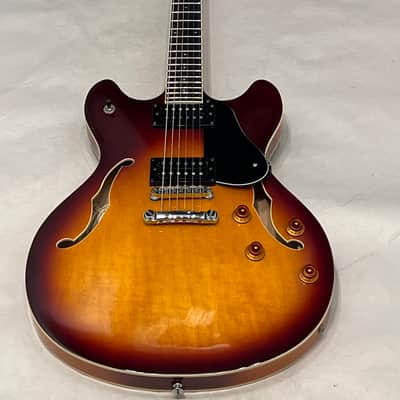 Washburn HB30TS Semi Hollow Body electric guitar made in Korea w case 2003 - Tobacco Sunburst image 1