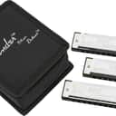 Fender Blues Deluxe Harmonica, Pack of 3, with Case