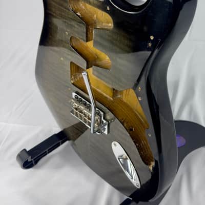 Unbranded Strat Style Electric Guitar Body - Grey / Green Flame Maple image 5