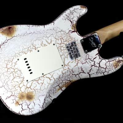 Custom Crackle Painted and Upgraded Fender Squier Strat With Graphics and Matching Headstock image 21
