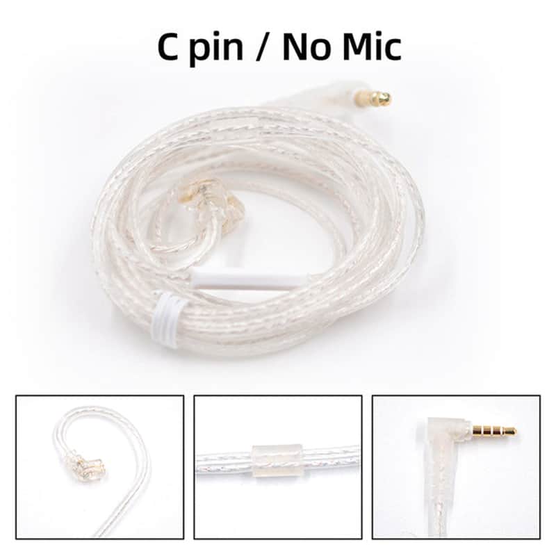 KZ Silver plated upgrade cable 2PIN 0.75mm Type "C" for compatible models KZ In Ear Earphones image 1