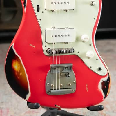 Nash JM-63 Electric Guitar - Fiesta Red over 3-Tone Burst with Hardshell Case image 3
