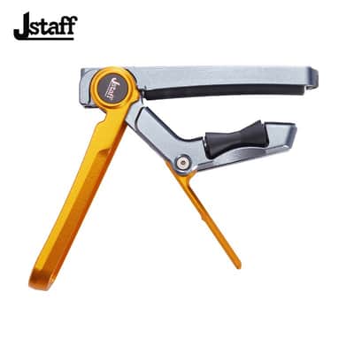 JStaff S1 Gliding Capo - Aluminum & Silicone Roller Capo for Acoustic Guitars Yellow