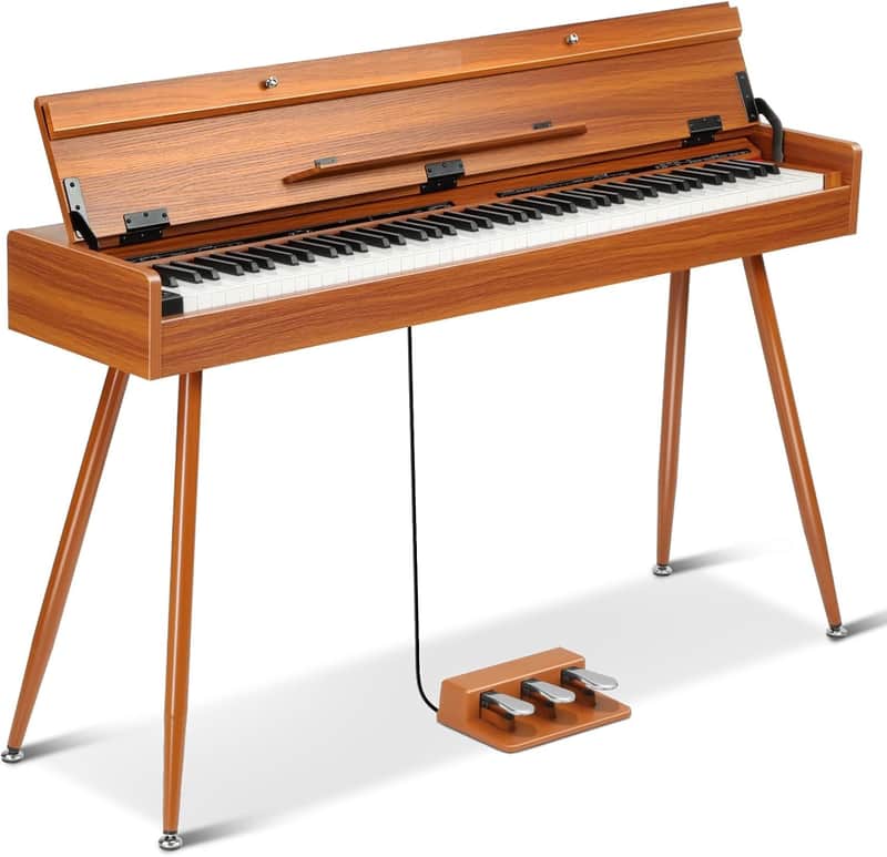 88 Key Weighted Piano Keyboard - Wood Piano Desk to Vanity, Hammer Action Electric Piano with MIDI, Ideal Home Digital Pianos & Keyboard Piano for Beginners (Brown) image 1