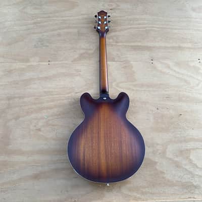 EART E-335 6 String Semi-Hollow-Body Electric Guitar, Stainless Steel Frets, Sunburst, Full,Playing Jazz image 8