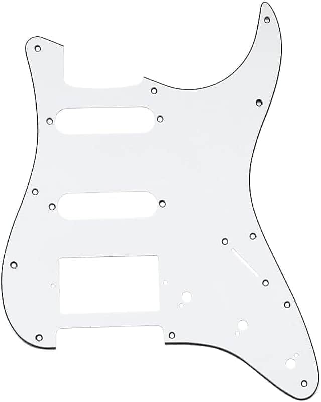 Electric Guitar Pickguard 3 Ply 11 holes 2 Single Pickup 1 Humbucker Pickup SSH Compatible with Strat Style Modern Guitar Parts Replacement(White) image 1