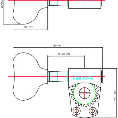 Grover 145C Titan Bass Guitar Tuners, 2x2 Set - Chrome image 5