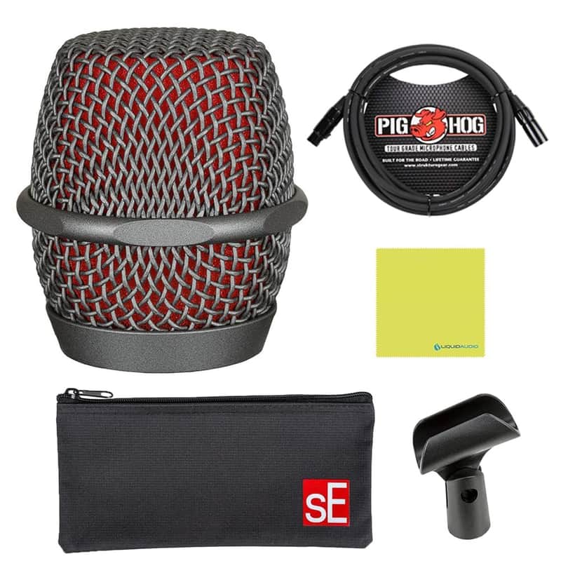 Liquid Audio sE Electronics V7 MC2 Mic Capsule for Sennheiser Wireless Bundle with Pig Hog PHM10 8mm Mic Cable Polishing Cloth image 1
