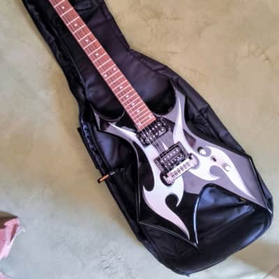 BC Rich  Warlock Bronze Series  2004 - Black with White Tribal Flames image 1