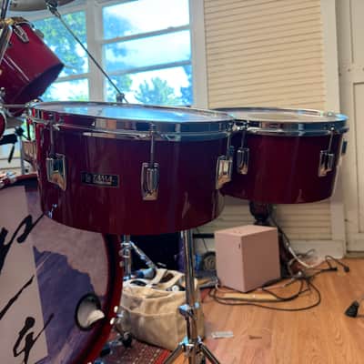 Tama Superstar Timbales - early 80s - Candy Apple Red (fresh paint - formerly super Mahogany) image 4