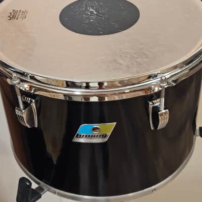 Vintage 1970s Ludwig 9x13 Black Cortex Concert Tom Blue & Olive Badge USA Classic Lugs image 2