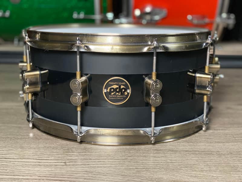 PDP 20th Anniversary 6.5x14 Snare Drum Gloss Black with Antique Bronze Hardware image 1