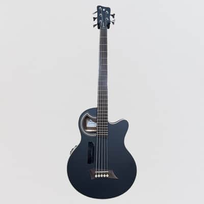 Warwick RockBass Alien Deluxe Thinline Hybrid 5 String Acoustic Electric Bass Guitar - Black Satin image 5