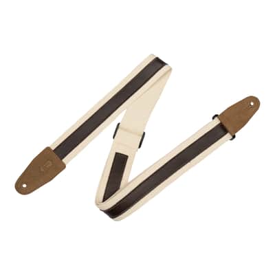 Levy's MC2CG 2-inch Cotton Combo Guitar Strap – Dark Brown Leather on Natural Cotton image 1