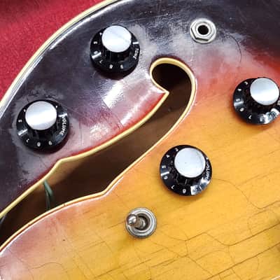 Standel 430-s 1960s - Sunburst rare semi hollow body guitar with csse image 11