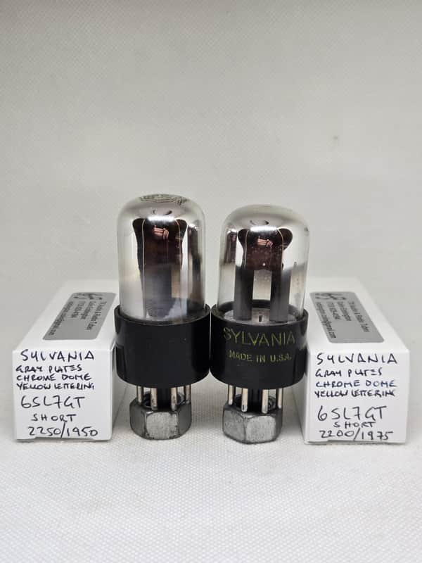 Sylvania 6SL7GT Short Chrome Dome Gray Plate Well Matched Single NOS 6SL7 image 1