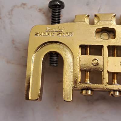 Ibanez Rare Vintage Short Stop Schaller Style Wraparound Guitar Bridge - Patent Pending Japan-70's - 90's - Gold Finish image 3