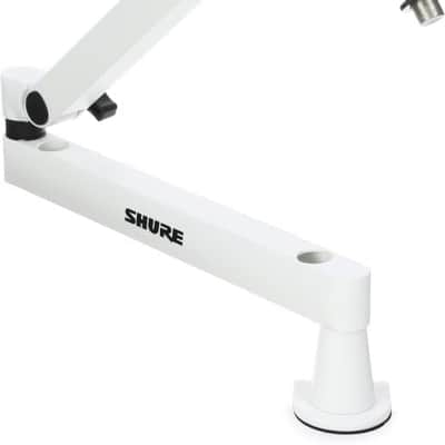 Shure by Gator Premium Low-Profile Desktop Mic Boom Stand - Fully Adjustable for Podcast, Streaming, and Home Office Setups, White (SH-BROADCAST2-W) image 1
