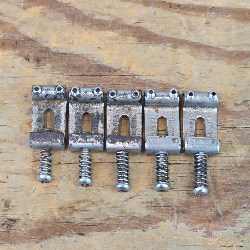 Vintage 1950s 1960s Fender Stratocaster Bridge Saddles - Set of 5 image 1