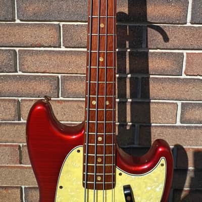 Rare 1968-1970 Fender Mustang Bass Competition Stripe Candy Apple Red w/Matching Headstock Lollipop image 5