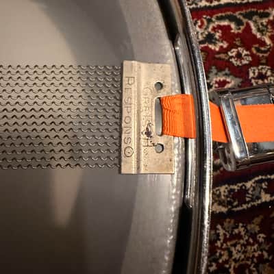 Ludwig L-404 Acrolite 5x14" 8-Lug Aluminum Snare Drum with Rounded Blue/Olive Badge 1979 - 1993 - Gray image 7