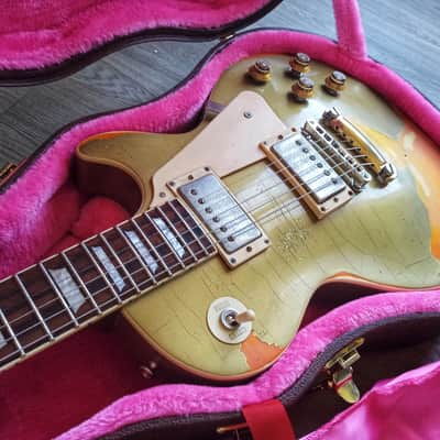 Greco 80's Gold Over Burst Screamin 82 Badge Gibson Relic Custom Shop Bumblebbe Super Real Mint Collection Era image 22