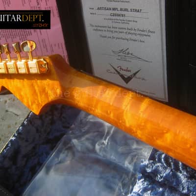 ♚ AS NEW ♚ 2022 Fender CUSTOM SHOP Artisan BURL Maple STRATOCASTER ♚AAAA ♚ EBONY ♚ Handwounds ! image 21