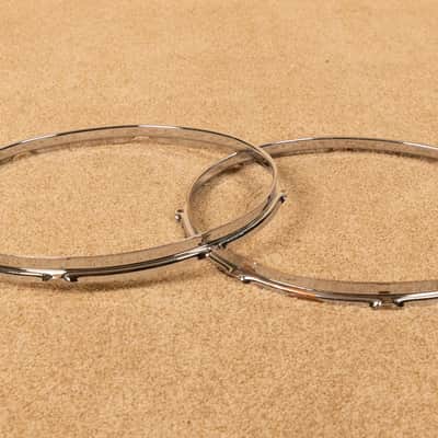 Vintage 16" Ludwig Chrome Over Brass Hoops (Pair) image 1