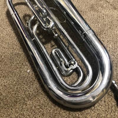 Olds Ultratone Bass Baritone Bugle Silver - Fullerton, CA - 1 rotary trigger, one piston valve image 6
