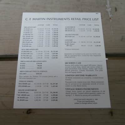 Vintage 1984 Martin Guitar Retail Price List! Original Case Candy, Paperwork! image 2