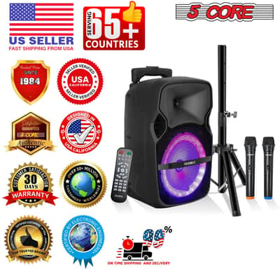5 Core Party Speaker 2Pc Bluetooth 250W Active Rechargeable Outdoor PA DJ System w 2 Wireless Mic image 11