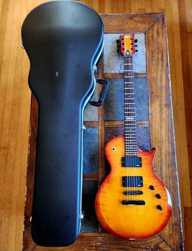 ESP LTD EC-100 QM single-cut Les Paul w/EMGs & hsc 2000s - orange burst image 1