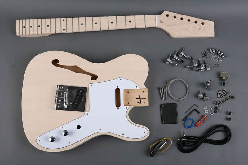 Tele Thinline Style Semi-Hollow Electric Guitar DIY Kit – Build Your Own Tele Guitar – Unfinished image 1
