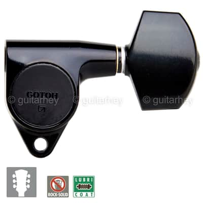 NEW Gotoh SG301-01 Tuners L3+R3 Guitar Tuning Keys LARGE BUTTONS Set 3x3 - BLACK