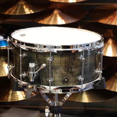 Craviotto Private Reserve 6.5X14" Snare Drum Curly Maple (Ebonized & Green Stained Oil Finish) image 7
