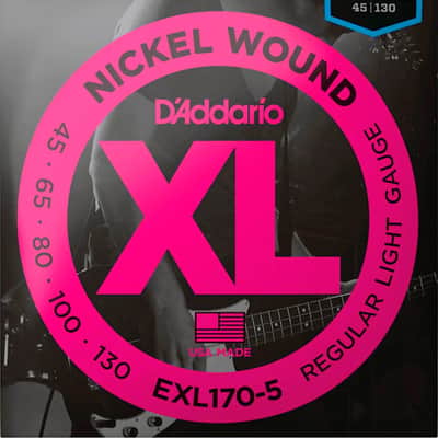 D'Addario EXL170-5 XL Regular Light Nickel 5-String Bass Strings, 45-130 Long Scale image 1