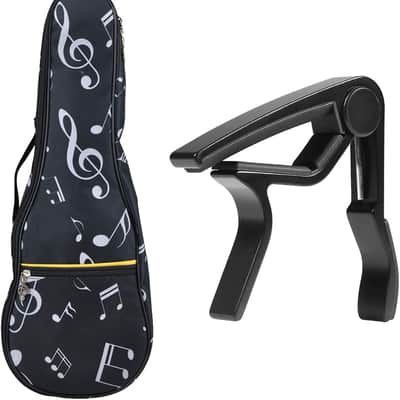 Ukulele Bag 21 Inch Ukulele Bag Waterproof Oxford Musical Note Case Single Shoulder Backpack Adjustable Straps with Ukulele Capo image 4