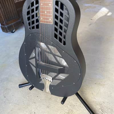 National Reso-phonic Tricone Polychrome Acoustic Guitar Black + Case image 9