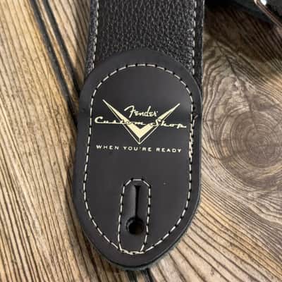 Fender Custom Shop Guitar Bass Strap Black Leather 2" Strat Tele image 4