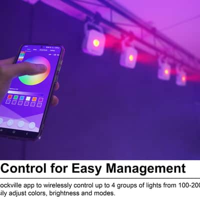 Rockville 4 PACK MINI RF1 V3 White DJ Par Wash Up Lights+Bag+RF+APP+Wireless DMX image 3