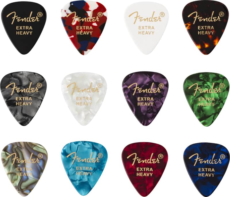 Fender - 351 Shape, Celluloid Medley, Extra Heavy (12) Guitar Picks image 1
